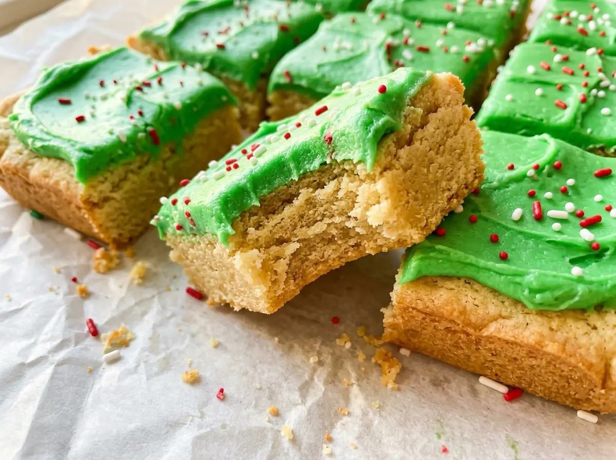 Christmas Tree Sugar Cookie Bars festive green trees