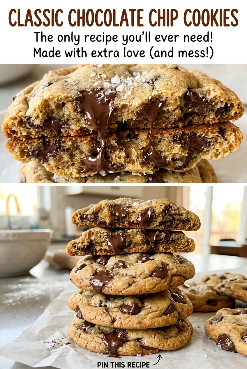 Classic chocolate chip cookies close up