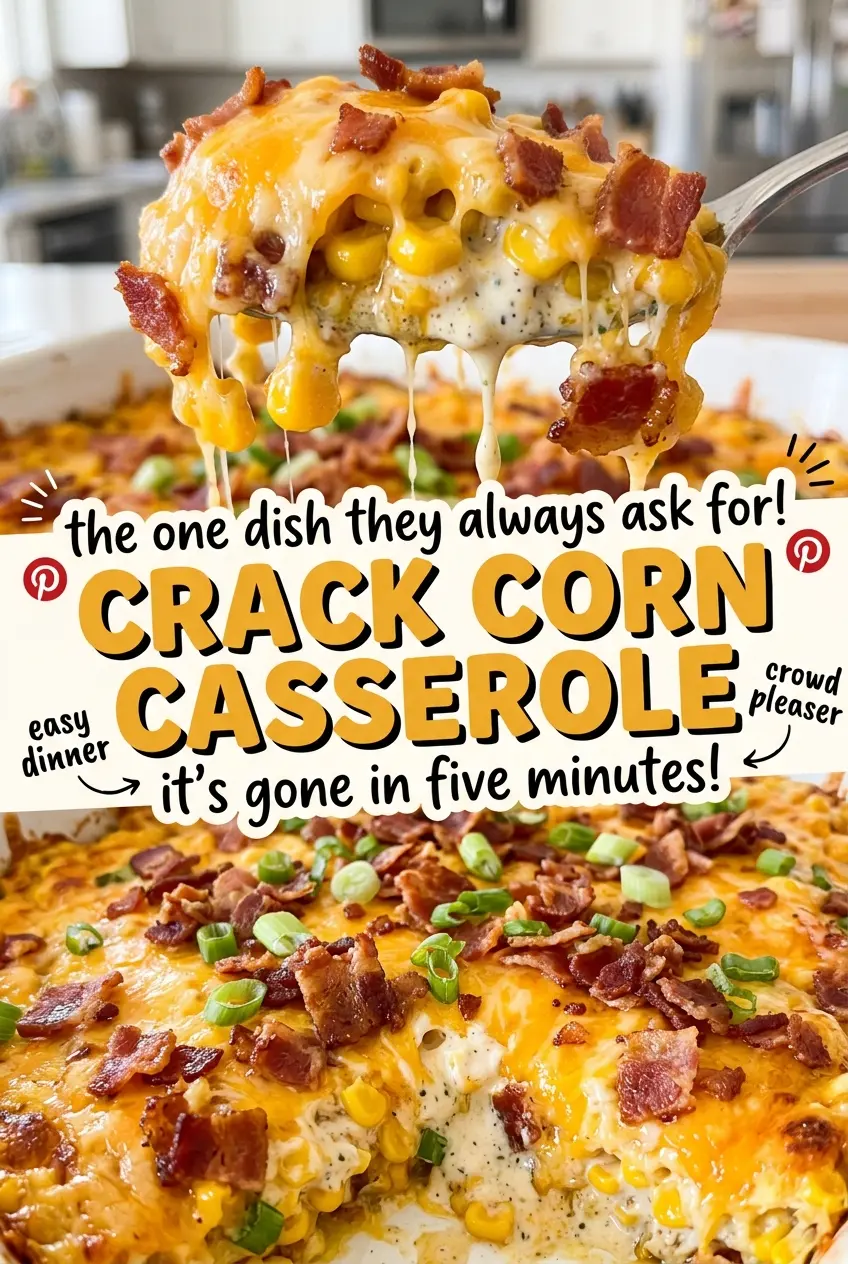 Crack Corn Casserole with golden cheesy top