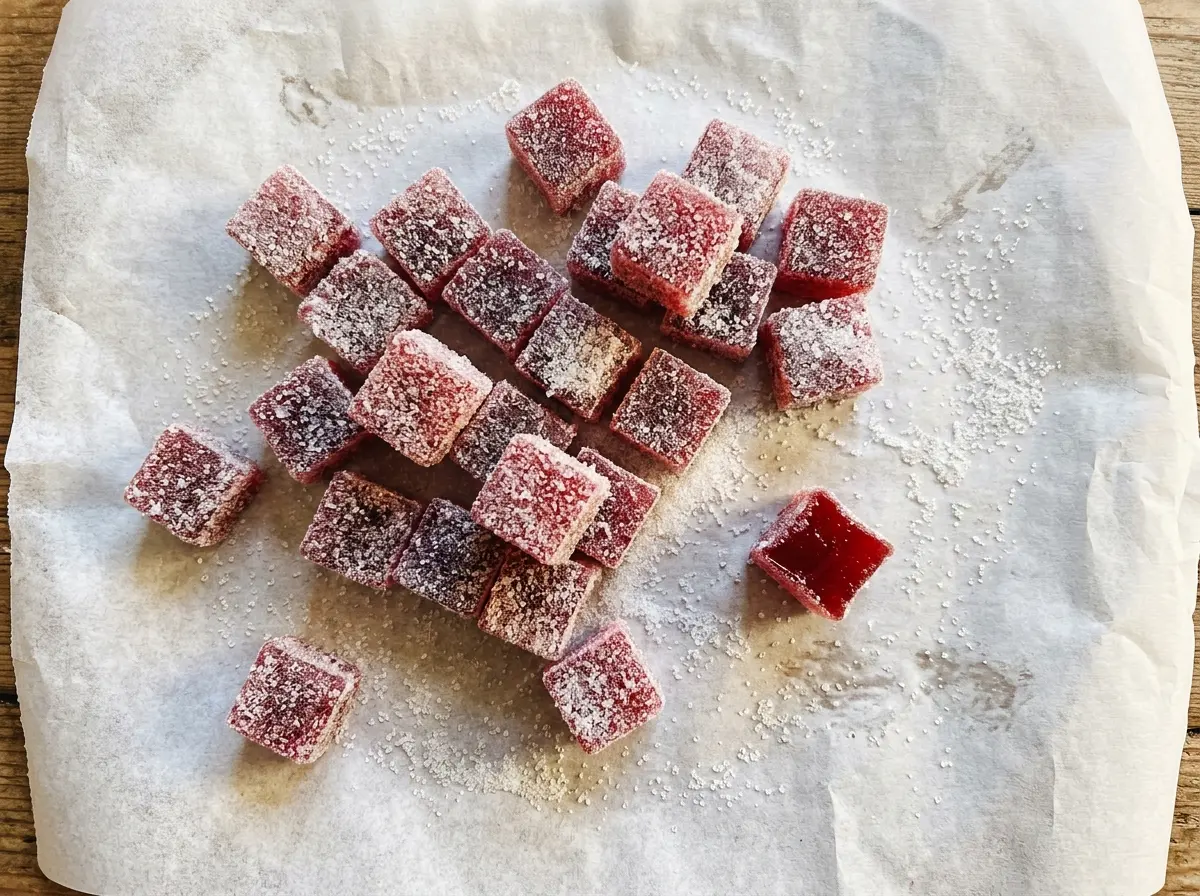 Cranberry Jelly Candy bright ruby sugar-coated squares