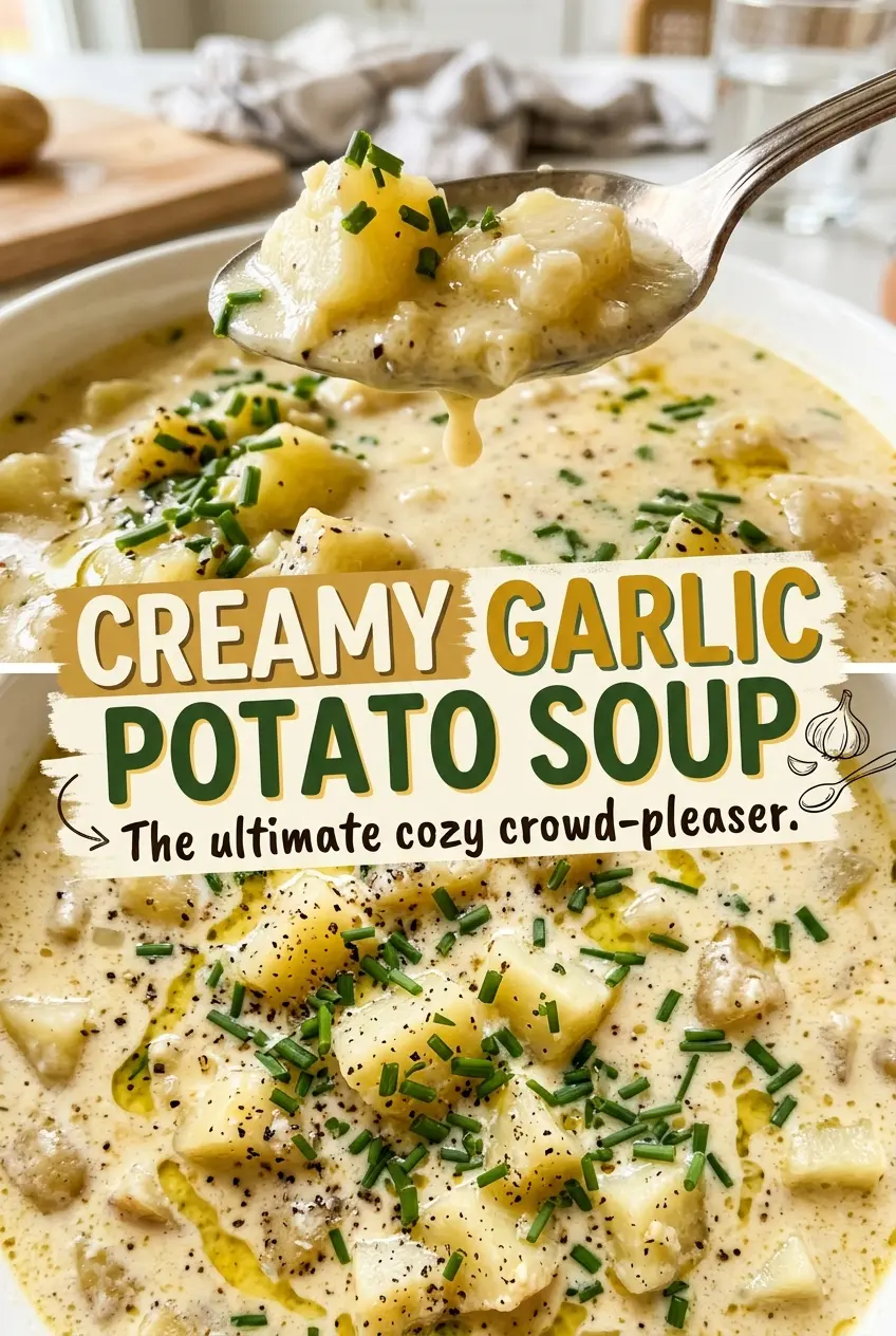 Creamy Garlic Potato Soup, rich and rustic