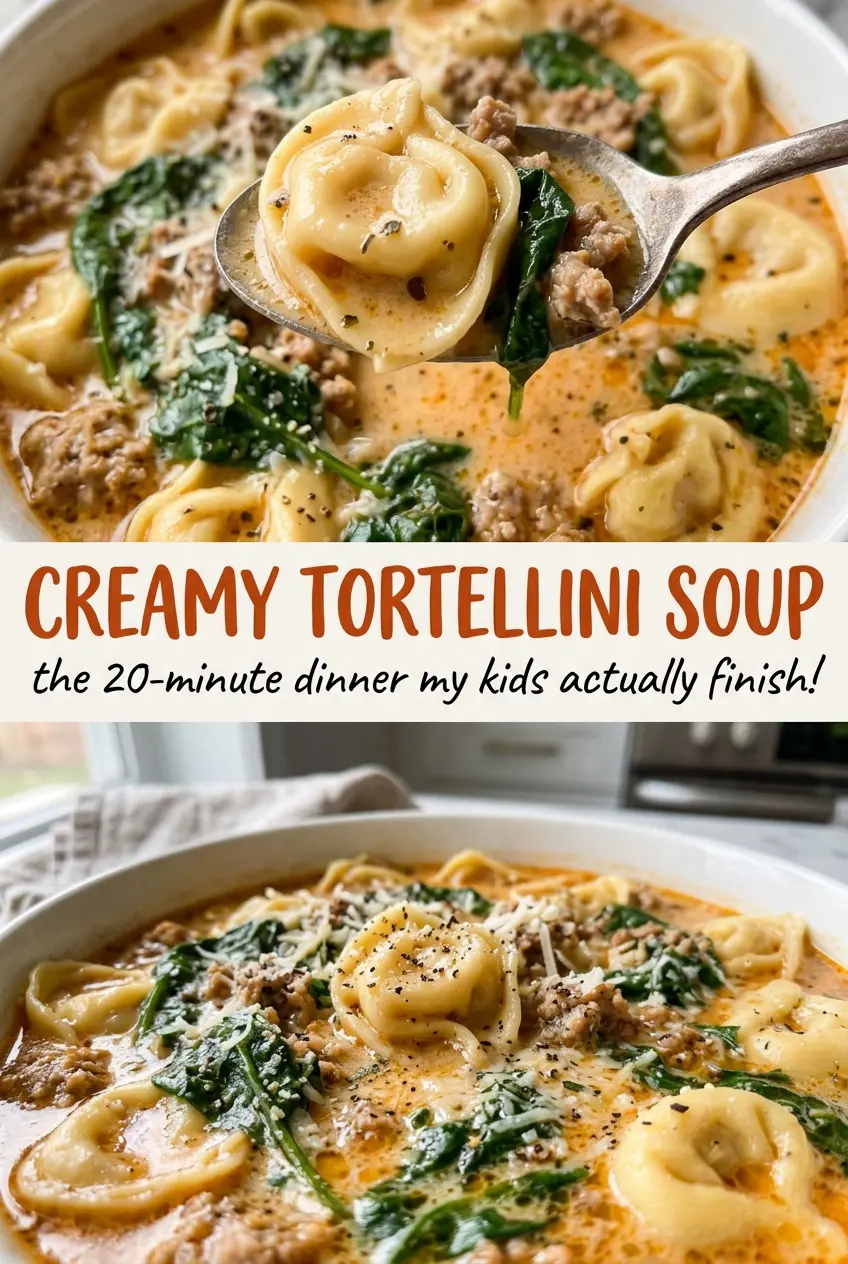 Creamy Tortellini Soup with sausage and spinach