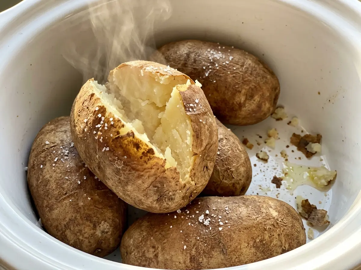 Crock Pot Baked Potatoes with tender fluffy centers