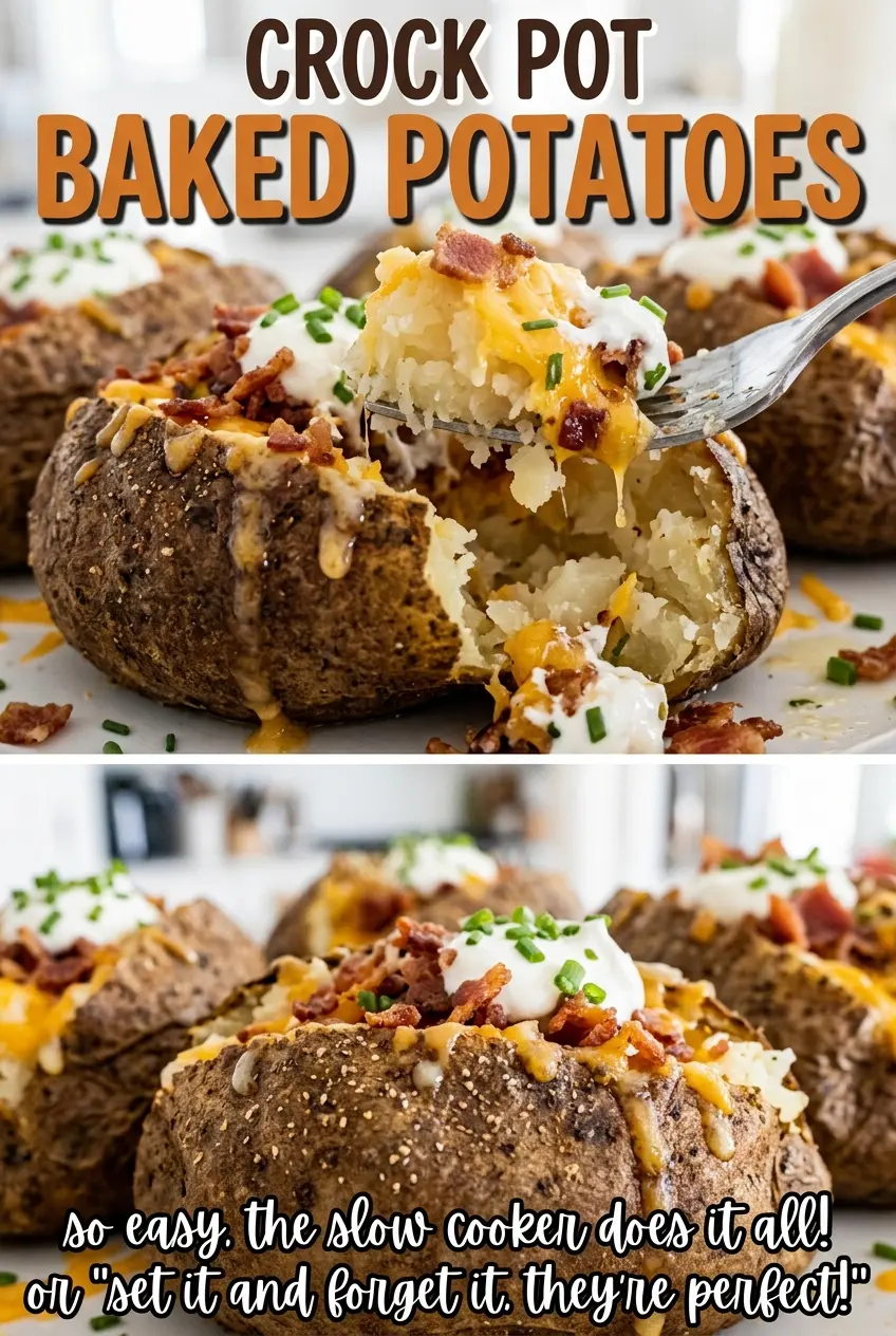 Crock Pot Baked Potatoes with tender fluffy centers