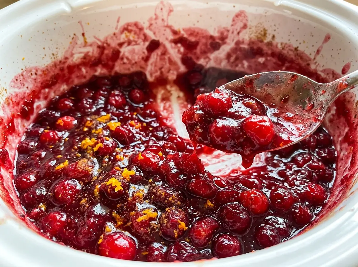 Crockpot Cranberry Sauce glossy ruby berries
