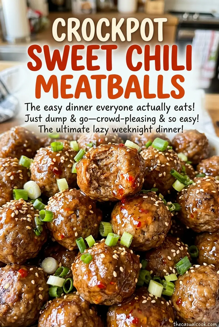Crockpot Sweet Chili Meatballs sticky sweet glaze