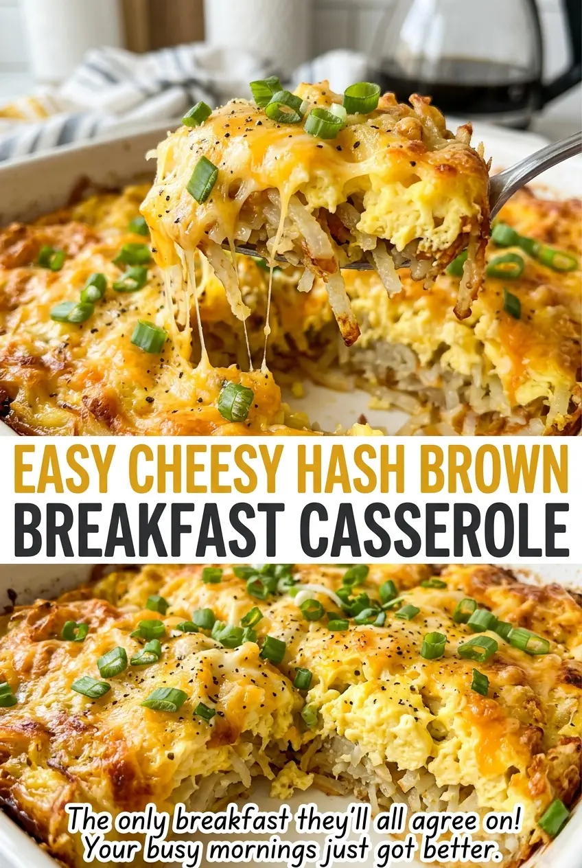 Easy Cheesy Hash Brown Breakfast Casserole golden cheesy layers