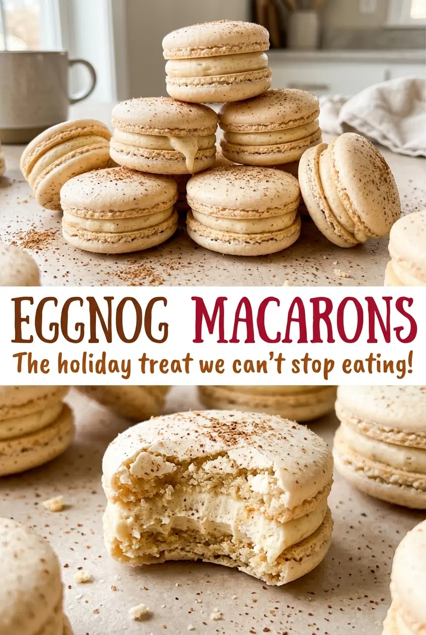 Eggnog Macarons creamy white chocolate filling