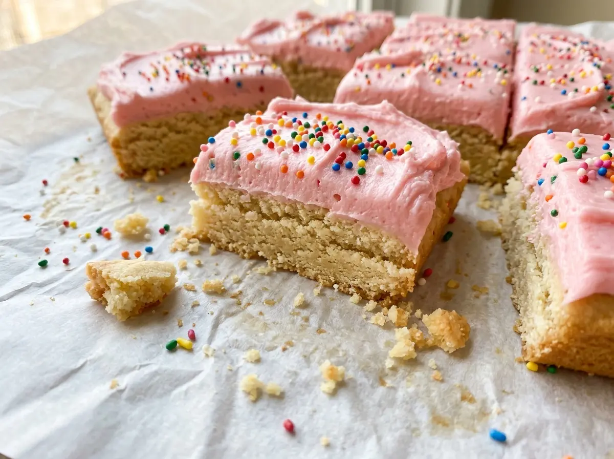 Frosted Sugar Cookie Bars colorful sprinkle topping