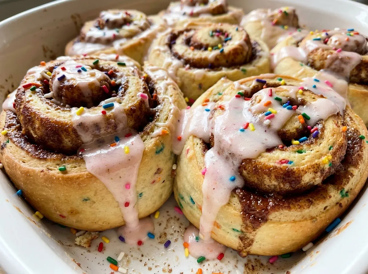 Funfetti Cinnamon Rolls soft frosted tops