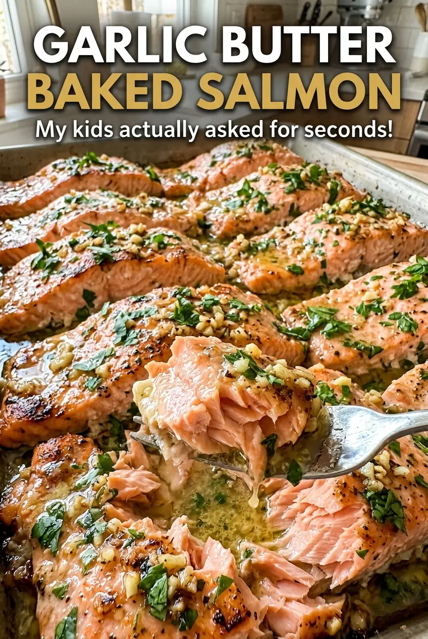 Garlic Butter Baked Salmon lemon parsley finish