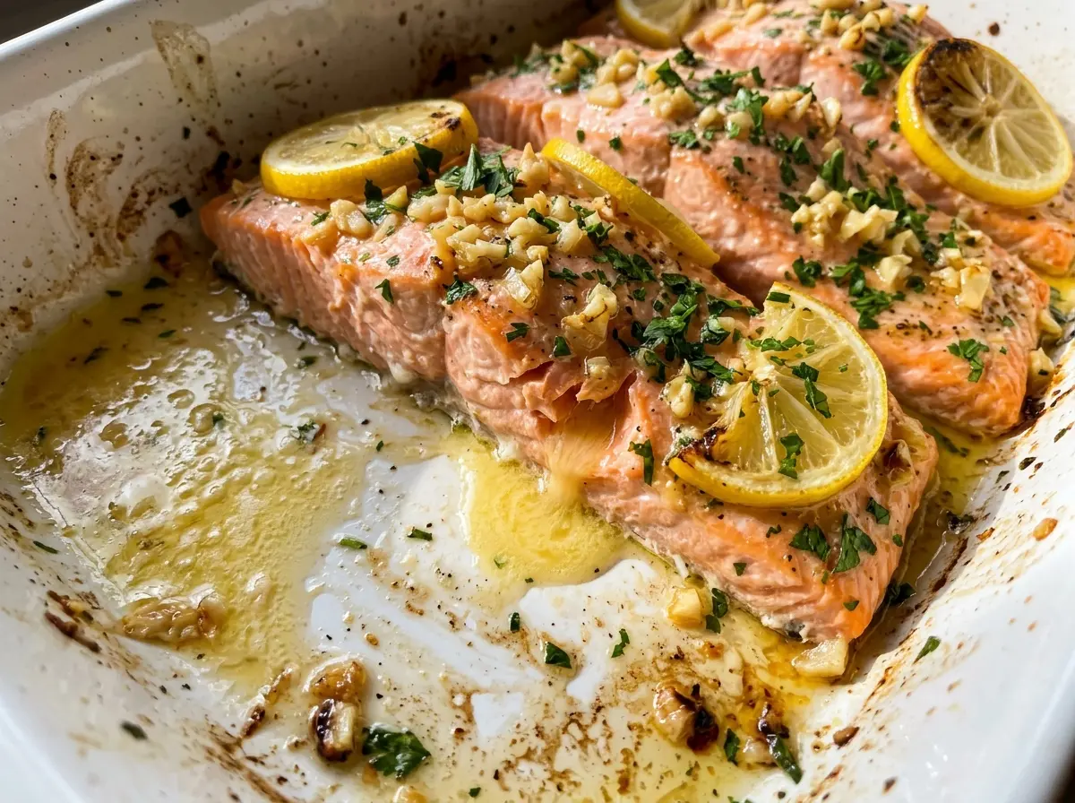 Garlic Butter Baked Salmon flaky buttery golden