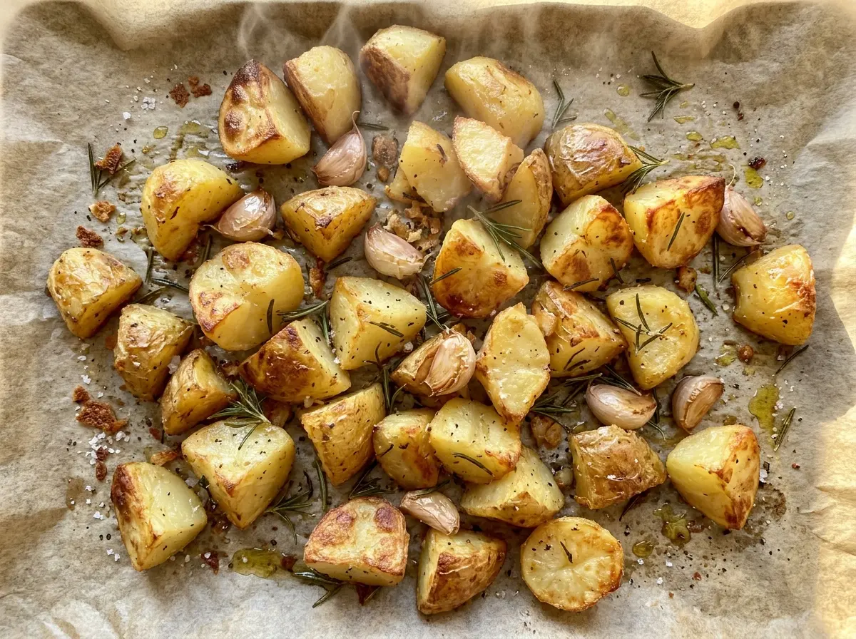 Garlic Rosemary Potatoes with golden crisp edges
