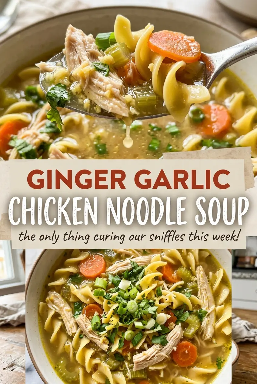 Ginger Garlic Chicken Noodle Soup warm hearty bowl