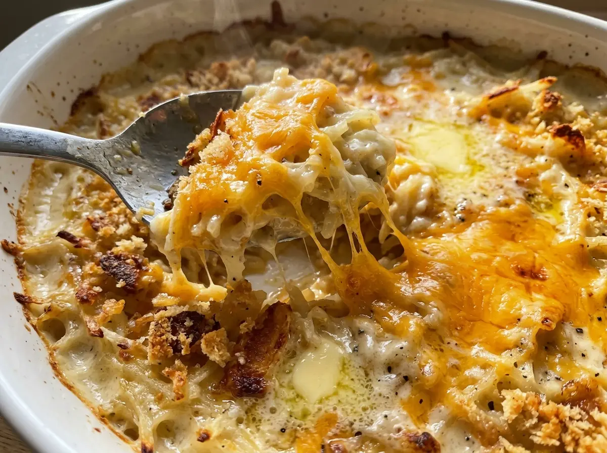 Hashbrown Casserole with golden bubbling top