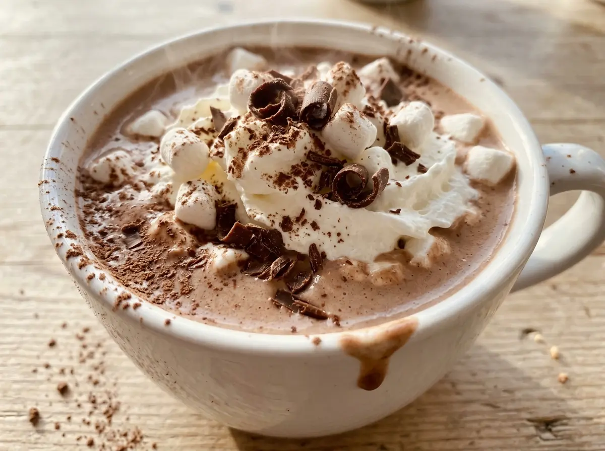 Homemade Hot Chocolate rich steaming cocoa