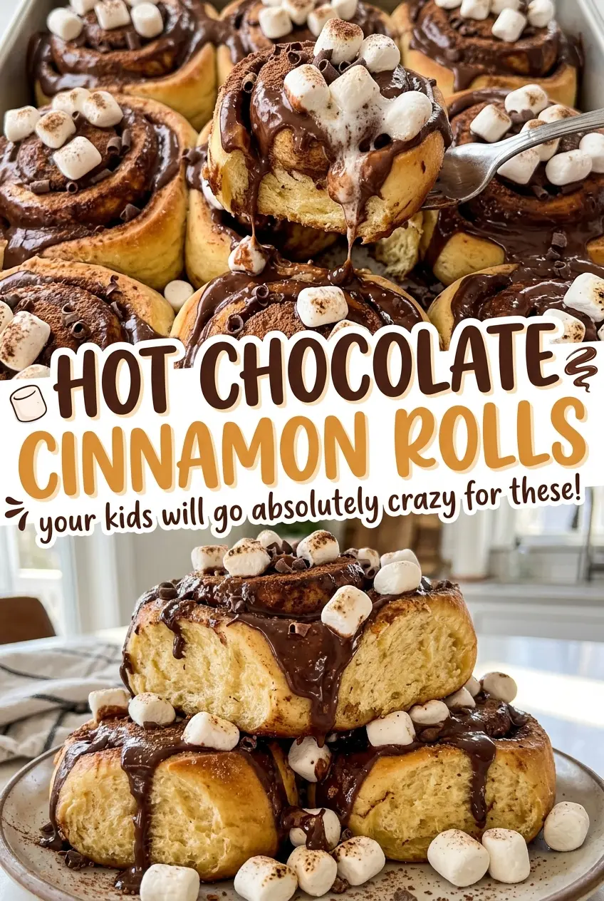 Hot Chocolate Cinnamon Rolls frosted spirals