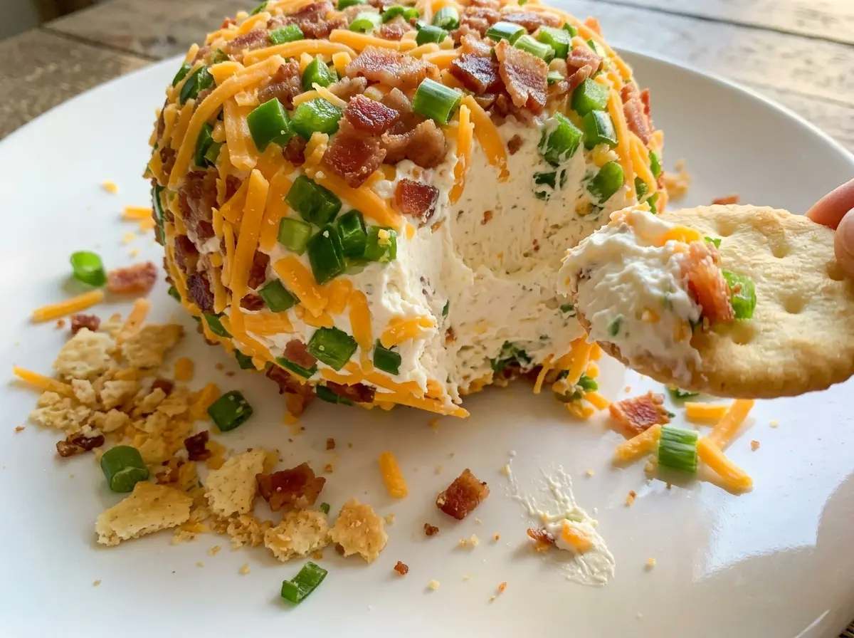 Jalapeno Popper Cheese Ball with bacon and pecans