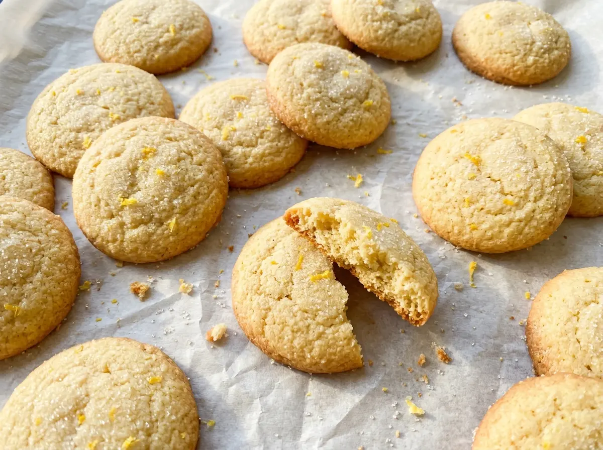 Lemon Sugar Cookies with golden edges and soft centers