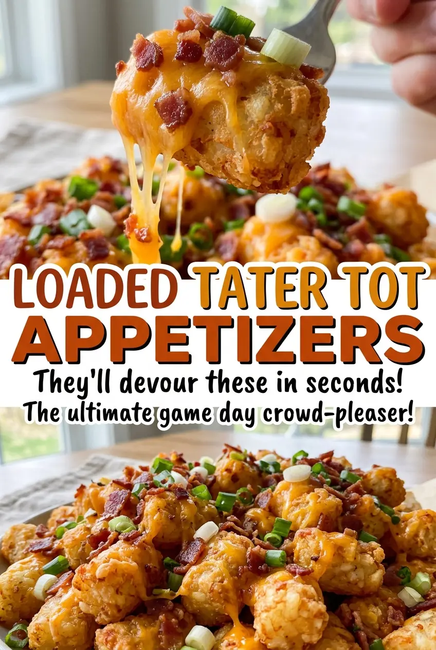 Loaded Tater Tot Appetizers with crisp, bacon-topped tots