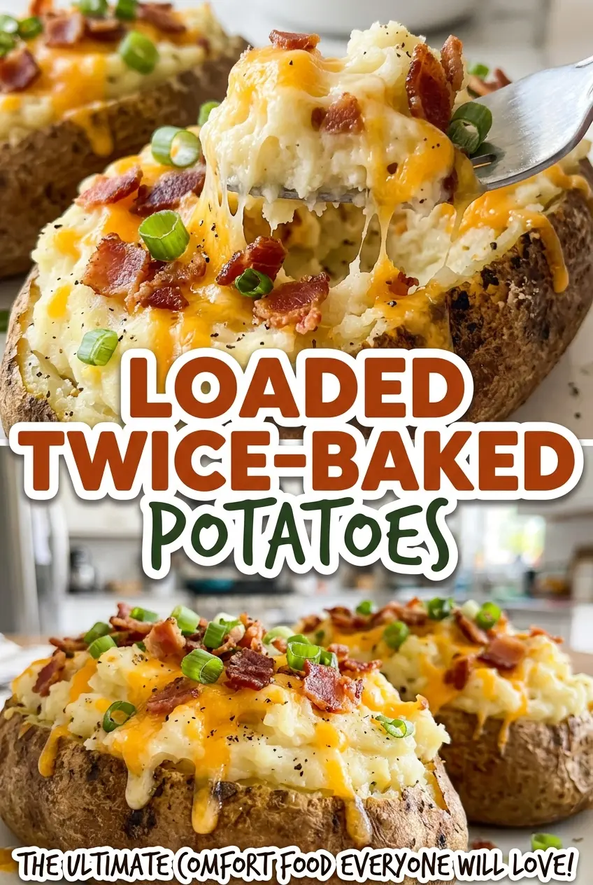 Loaded Twice Baked Potatoes fluffy cheddar filling
