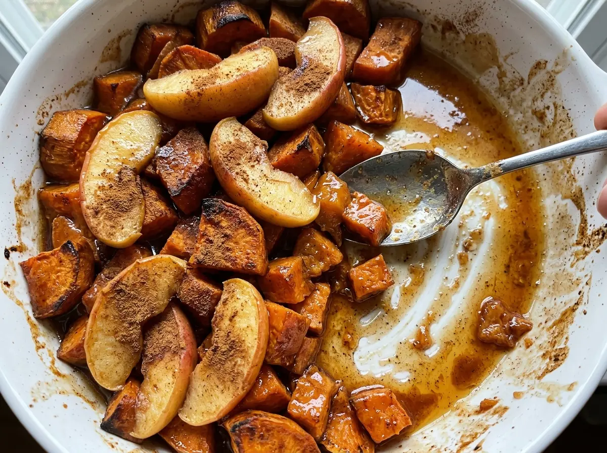 Maple Cinnamon Sweet Potatoes and Apples, tender and glazed
