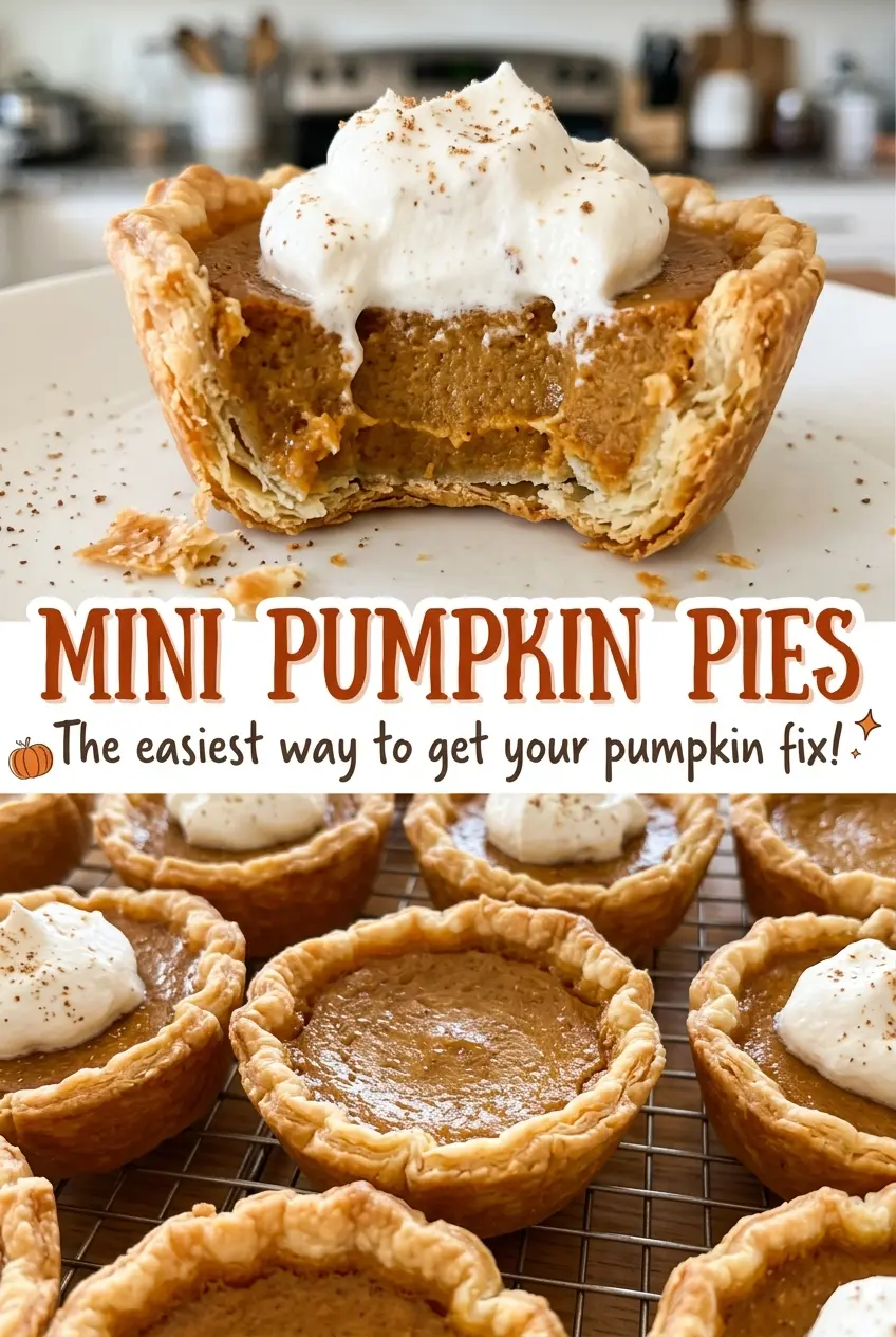 Mini Pumpkin Pies with creamy pumpkin centers