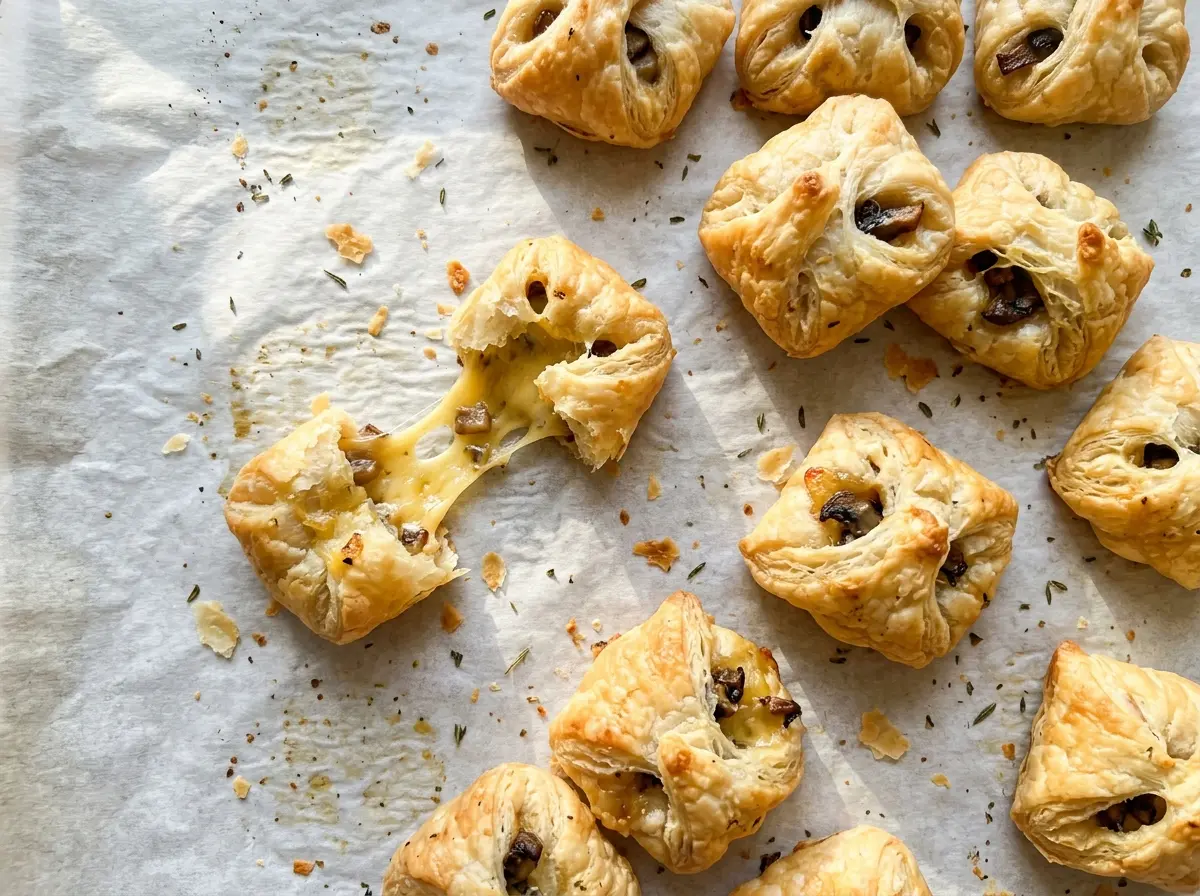 Mushroom Cheese Puff Bites golden flaky