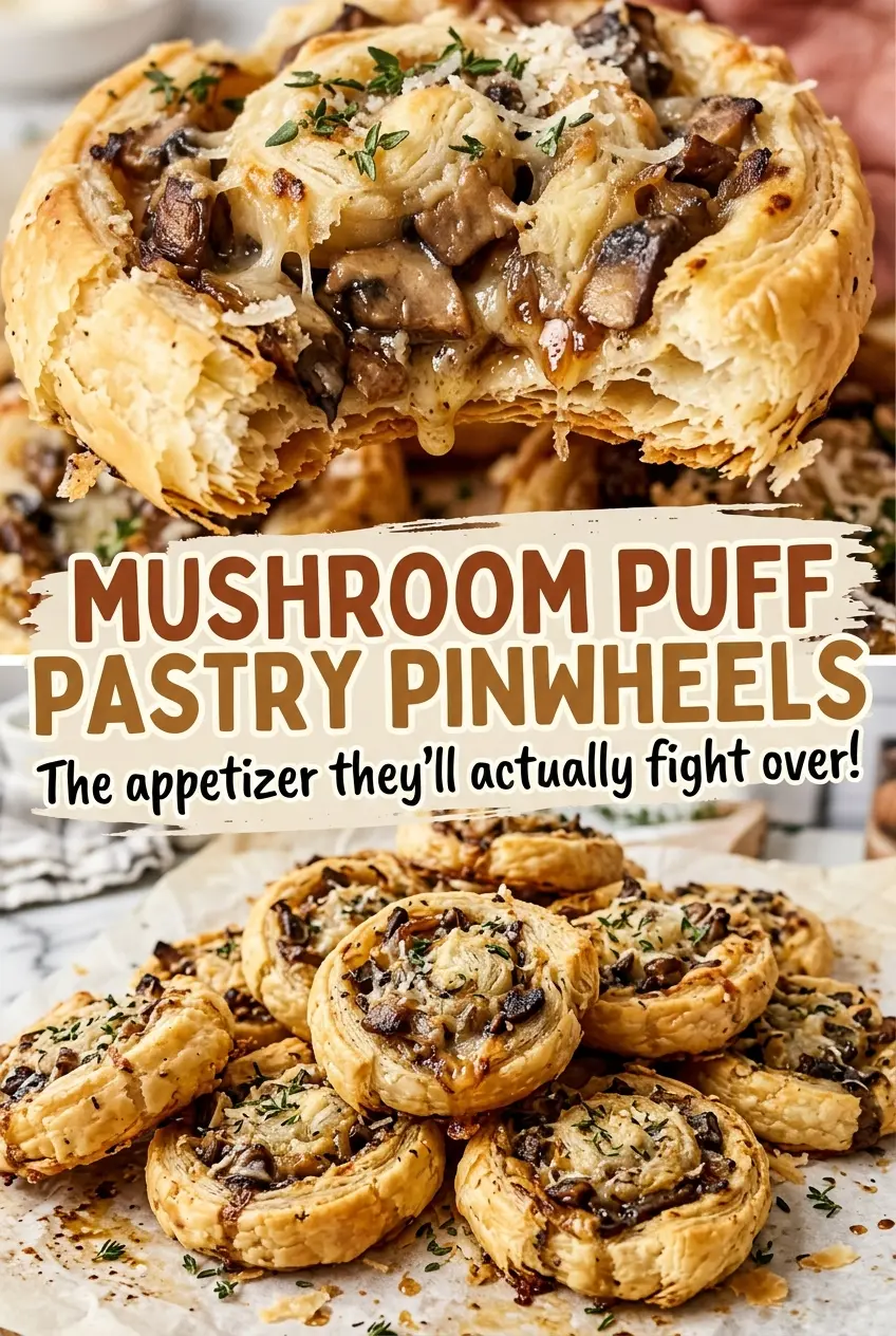 Mushroom Puff Pastry Pinwheels savory crisp