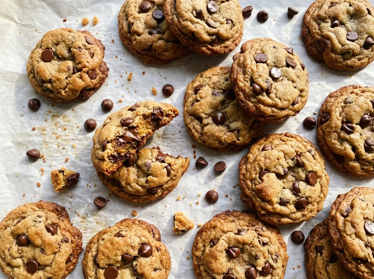 No Chill Chocolate Chip Cookies with golden edges