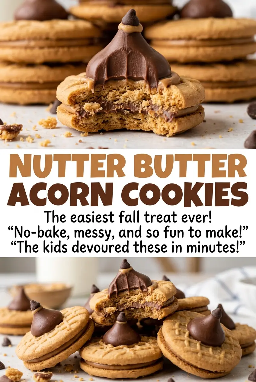 Nutter Butter Acorn Cookies, bite-size and chocolatey