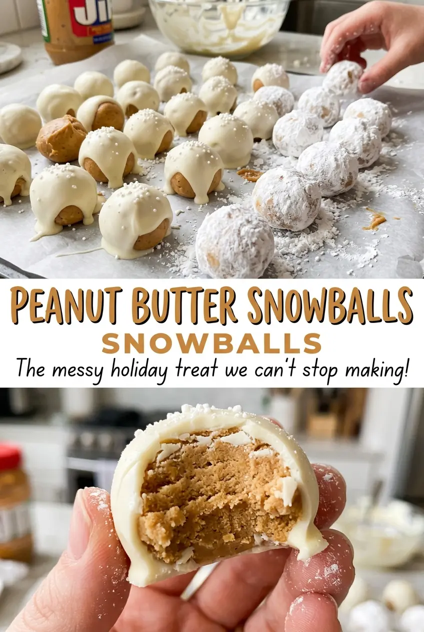 Peanut Butter Snowballs white chocolate coating