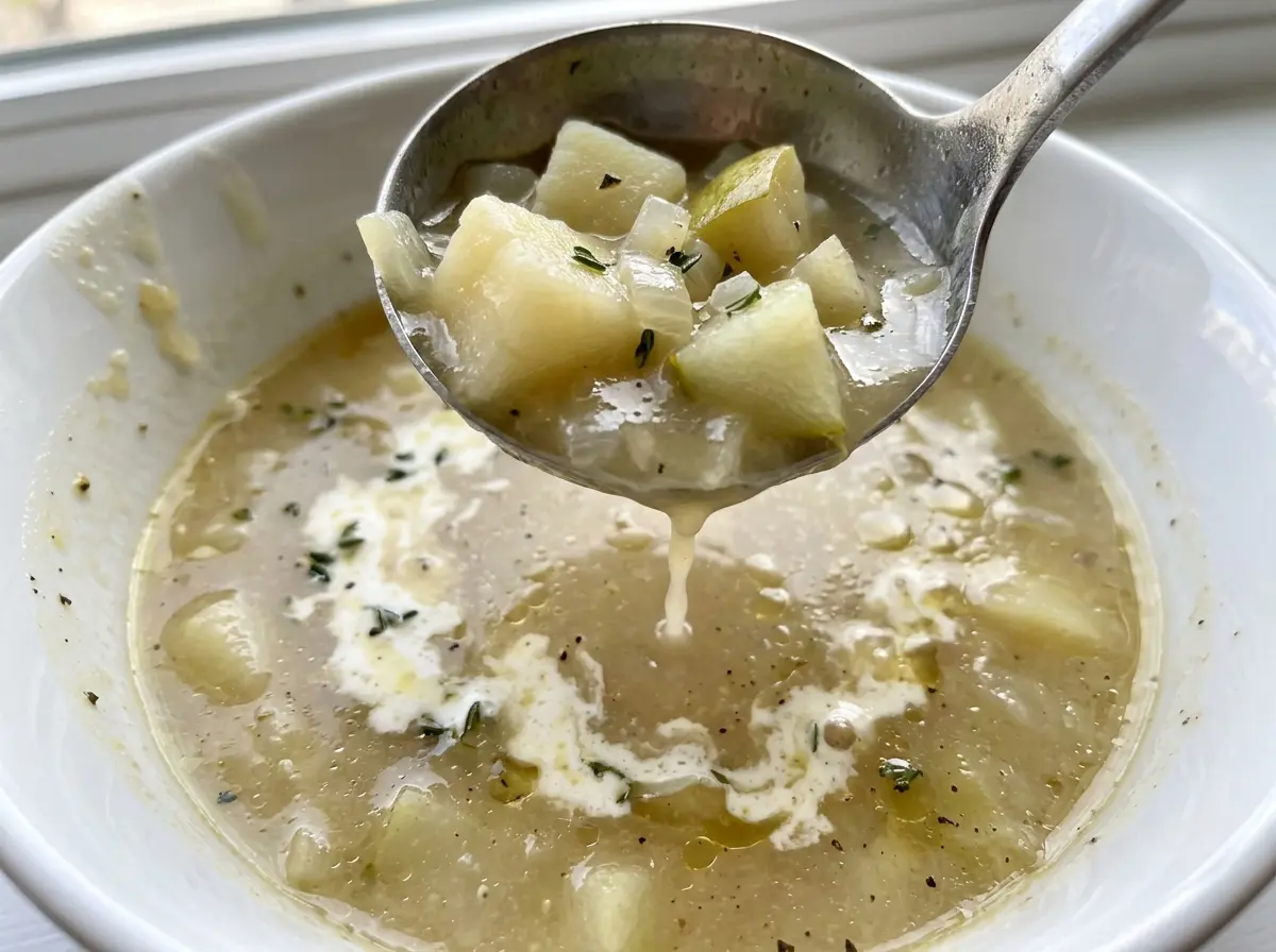Pear Potato Soup creamy golden bowl