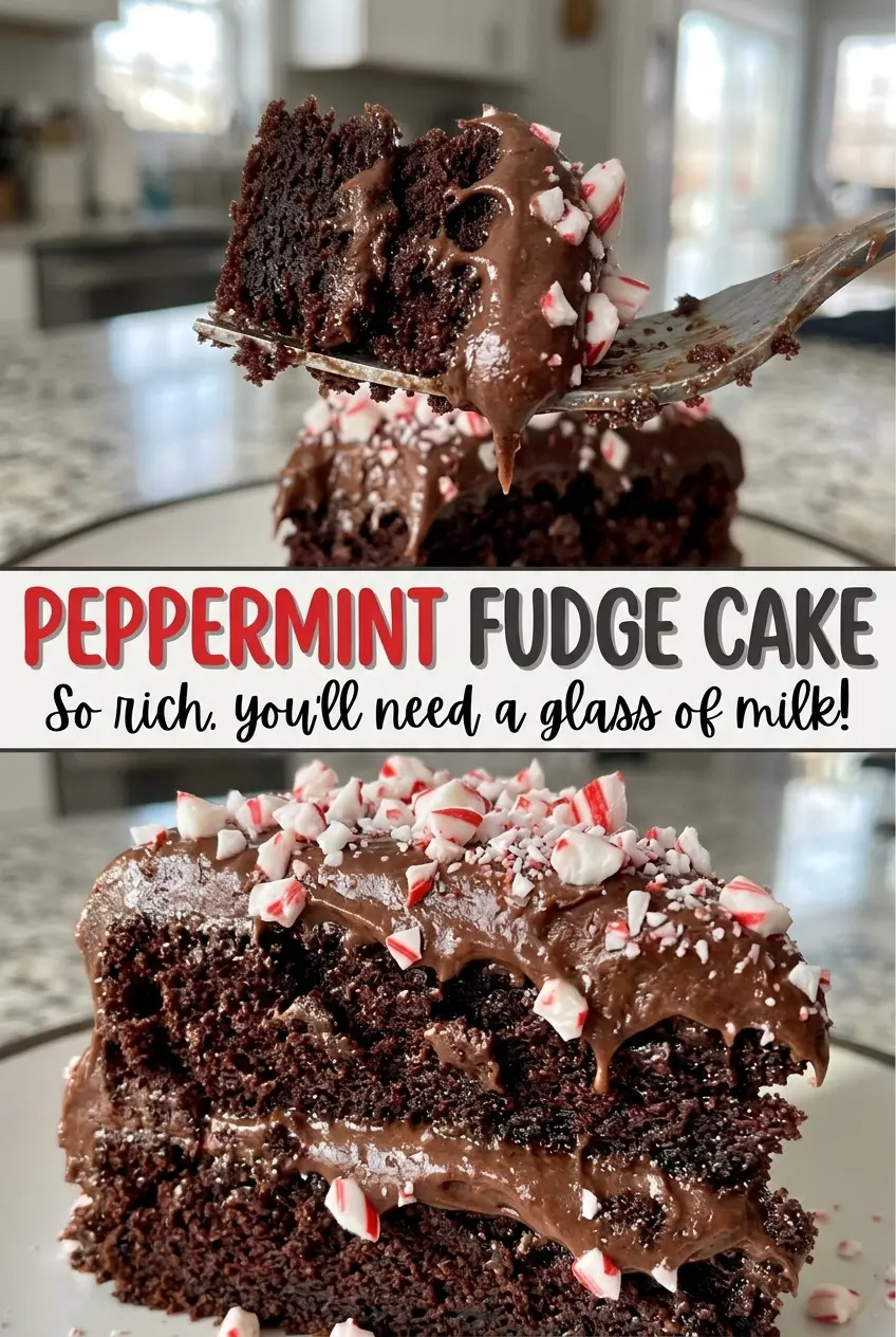 Peppermint Fudge Cake with smooth mint frosting