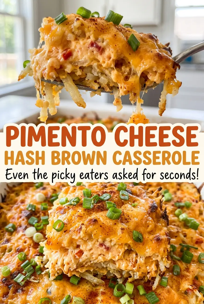 Pimento cheese hash brown casserole cheesy crisp top