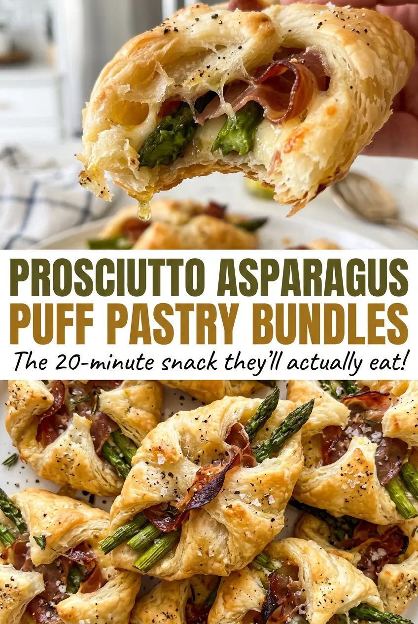 Prosciutto Asparagus Puff Pastry Bundles crisp golden