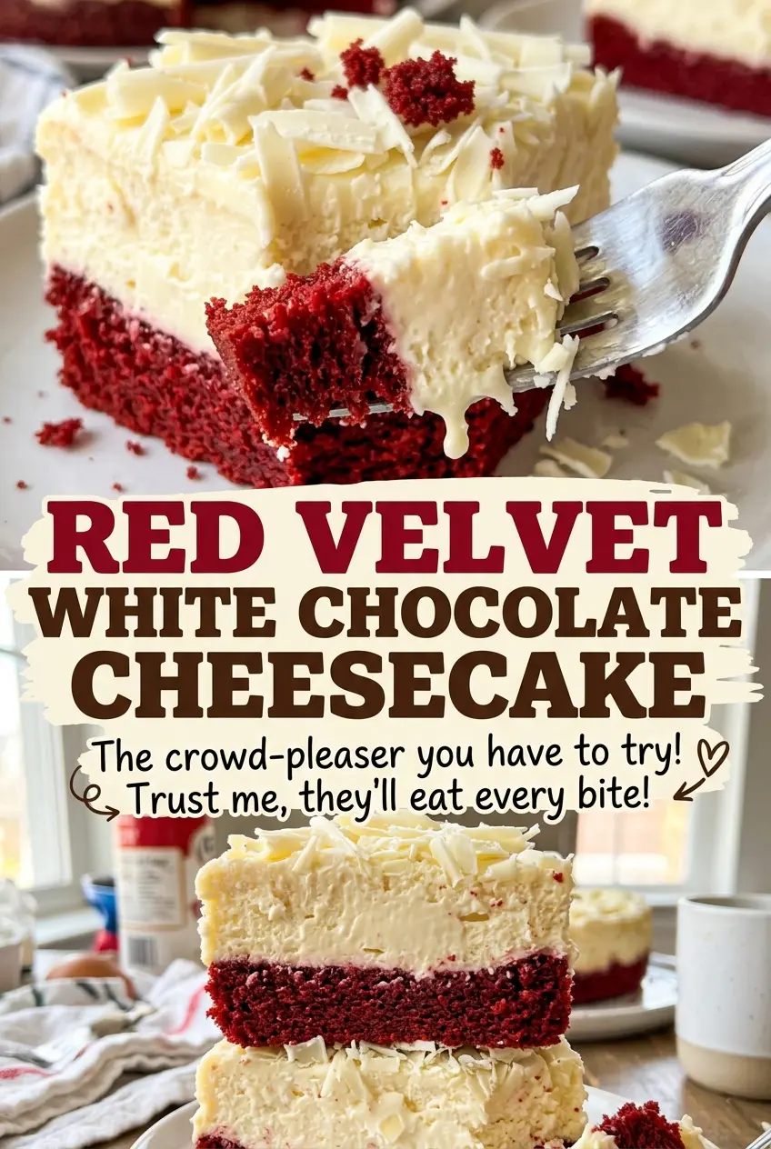 Red Velvet White Chocolate Cheesecake creamy red slices