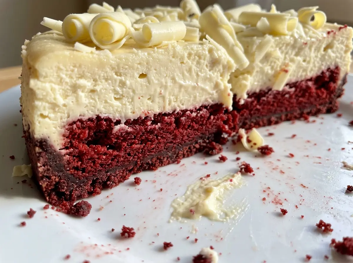 Red Velvet White Chocolate Cheesecake creamy smooth red