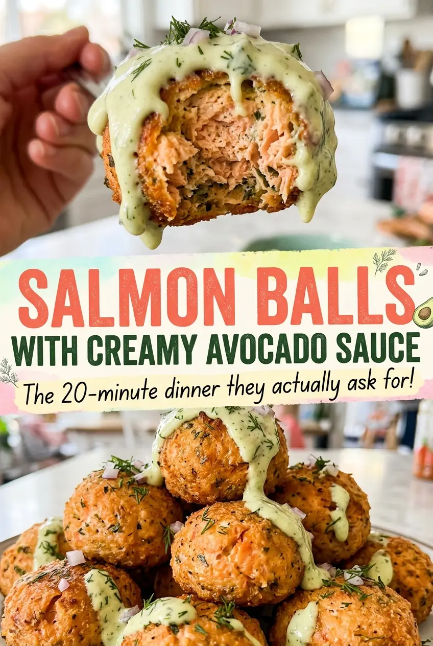 Salmon Balls with Creamy Avocado Sauce fresh green dip