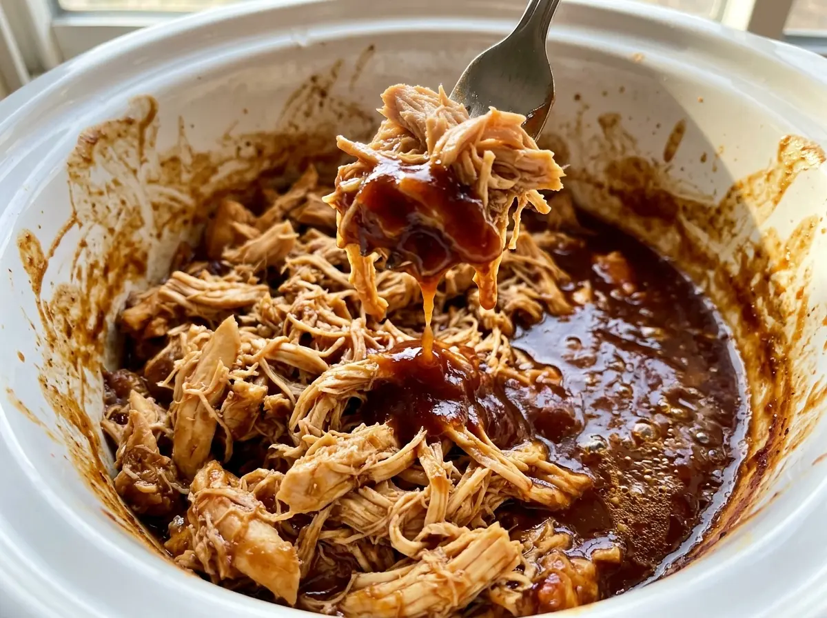Slow Cooker BBQ Chicken saucy tender thighs