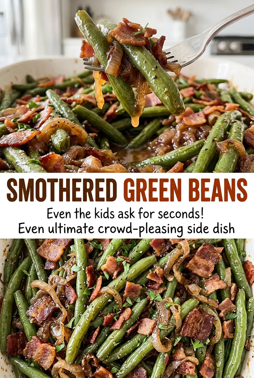 Smothered Green Beans slow-braised tender