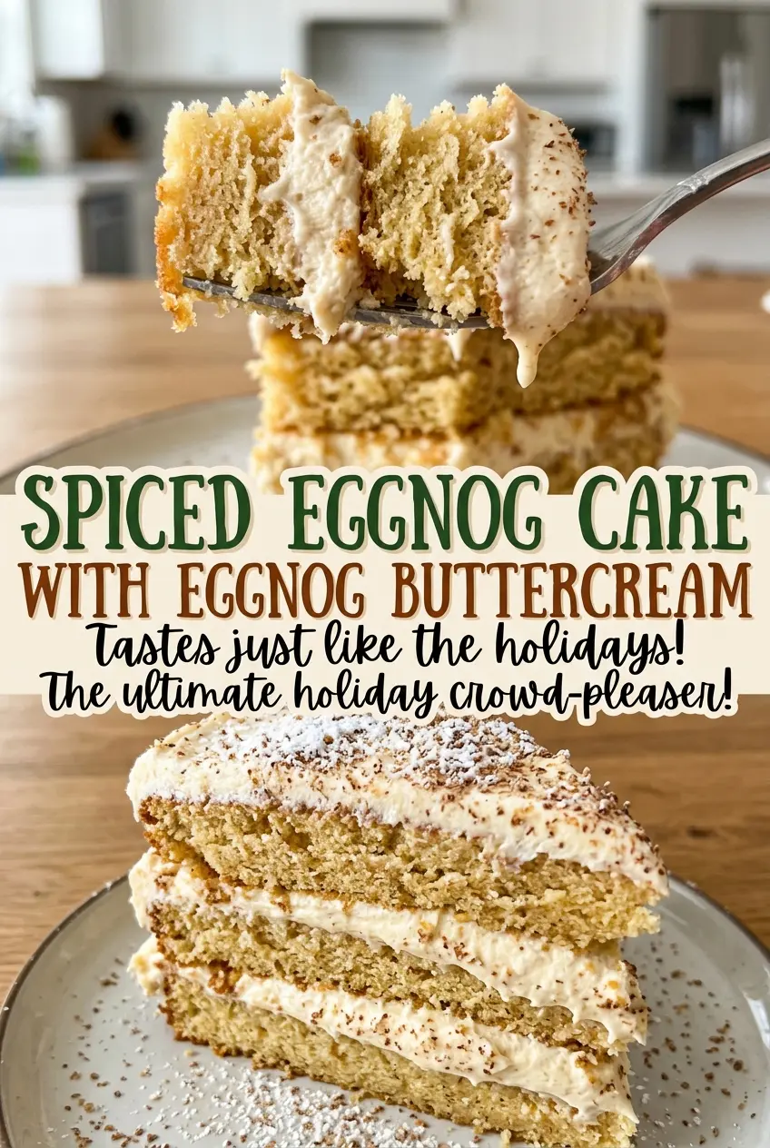Spiced eggnog cake with creamy layered frosting