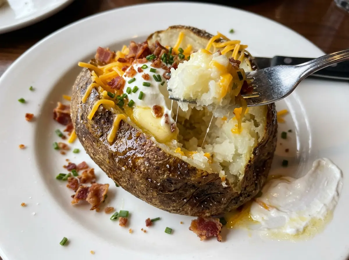 Steakhouse Style Baked Potato crisp salted skin