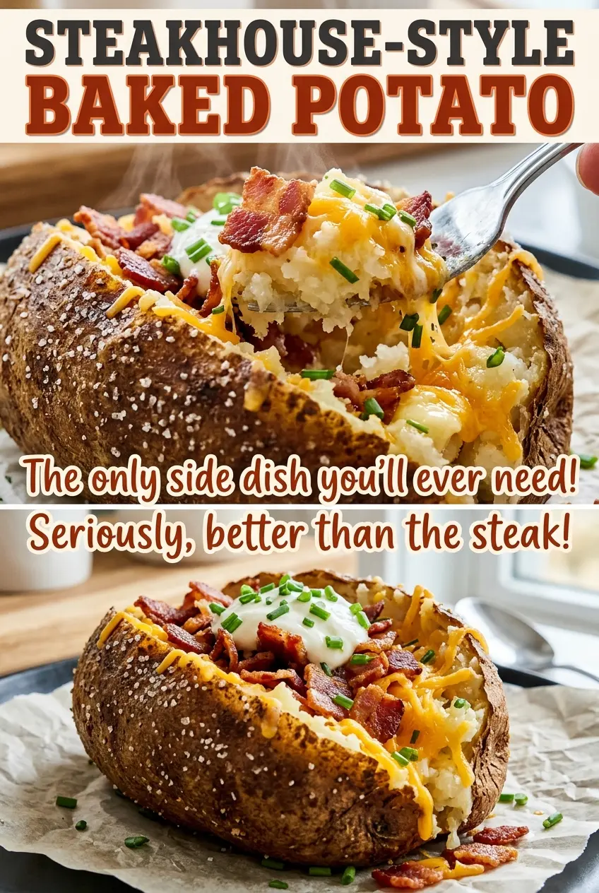 Steakhouse Style Baked Potato fluffy buttery center