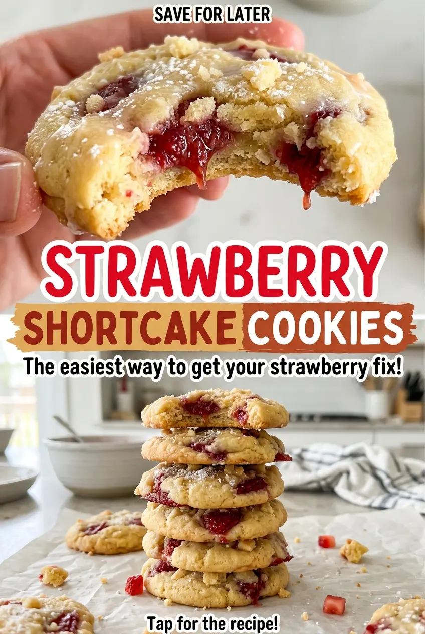 Strawberry Shortcake Cookies with fresh berry pieces