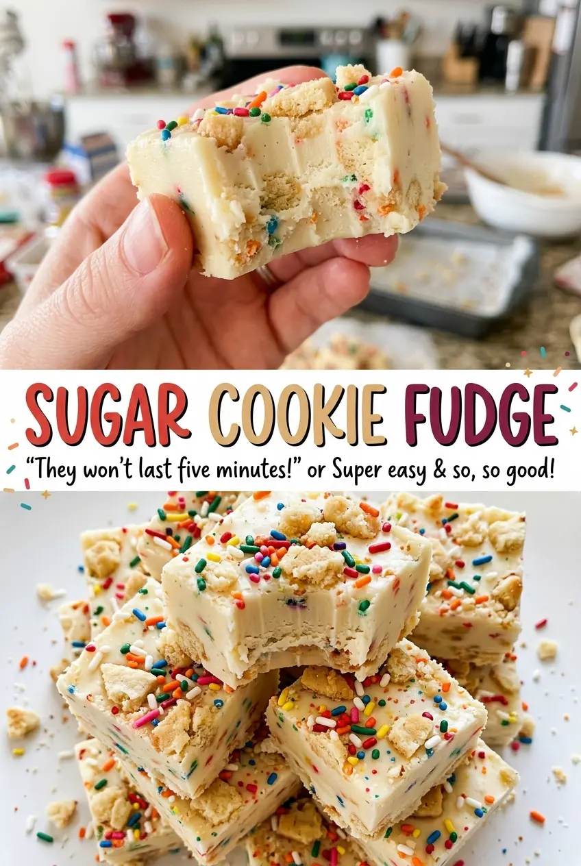 Sugar Cookie Fudge with colorful sprinkles