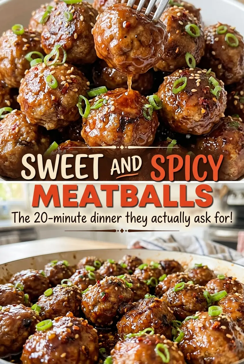Sweet and Spicy Meatballs browned tender meatballs