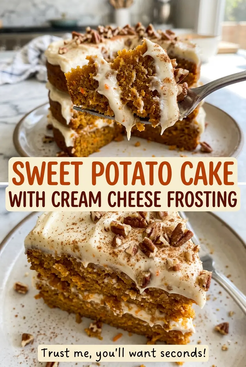 Sweet potato cake with cream cheese frosting, smooth topping