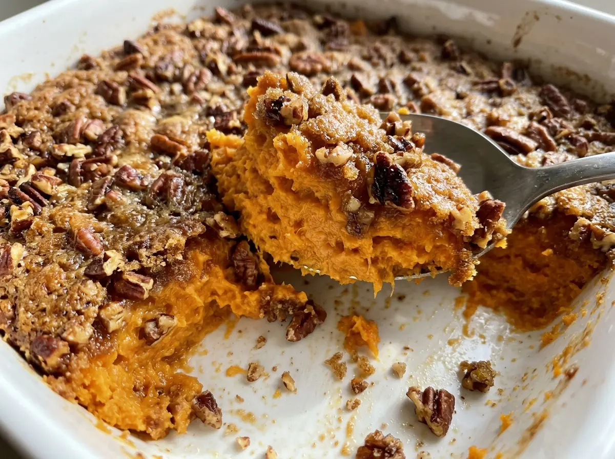 Trisha Yearwood Sweet Potato Casserole golden pecan topping