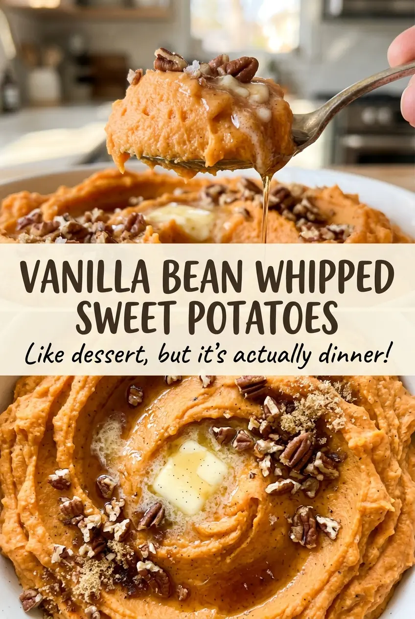 Vanilla Bean Whipped Sweet Potatoes, fluffy golden side